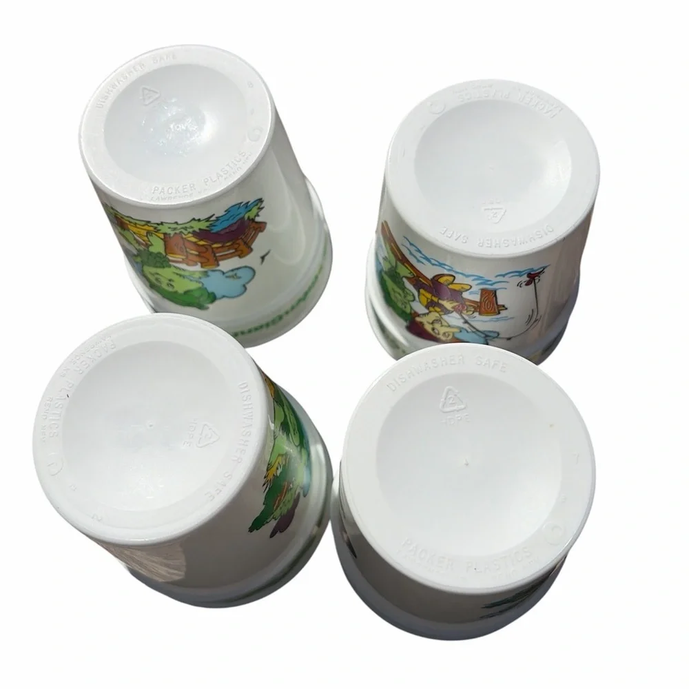 VTG 1990s Green Giant Little Sprout Plastic Cups - Lot of 4 - Fishing Series